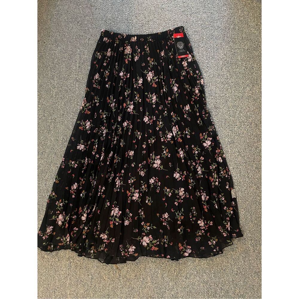 Vince Camuto Women's XS Pleated Floral Midi Skirt Multicolor